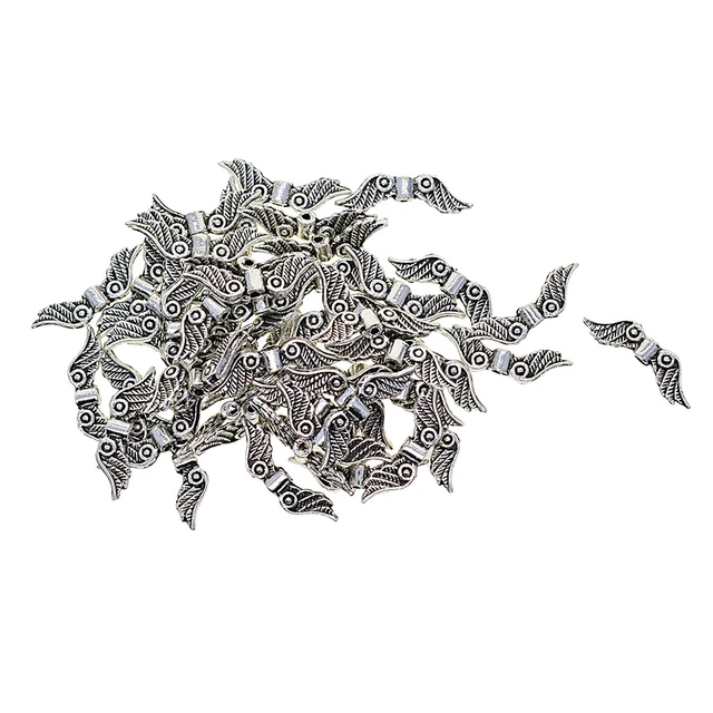 100 Stück 23mm Charms Engelsflügel Spacer Perlen Retro Silber DIY Schmuck