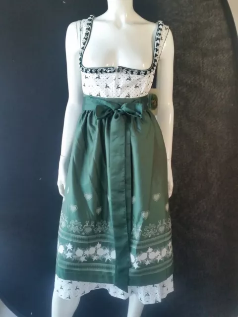 TURI Landhaus Dirndl 2-teilig Mod.anne Bianco/Verde Gr.40 Nuovo