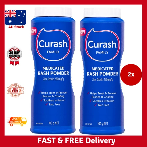 2X CURASH MEDICATED ANTI-RASH Family Powder,100g FAST FREE