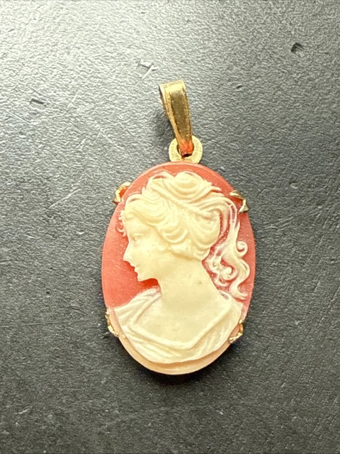 Ancien Pendentif Médaille Plaquer Or Breloque Art Déco feuilles