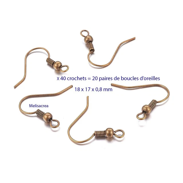 Lot de 40 supports boucles d'oreilles en laiton couleur bronze, sans nickel