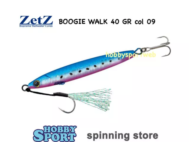 Zetz Boogie Walk Smelt 40 Gr  Mg-09 Blue Silver Pink 82 Mm Metal Jig Slow Pitch