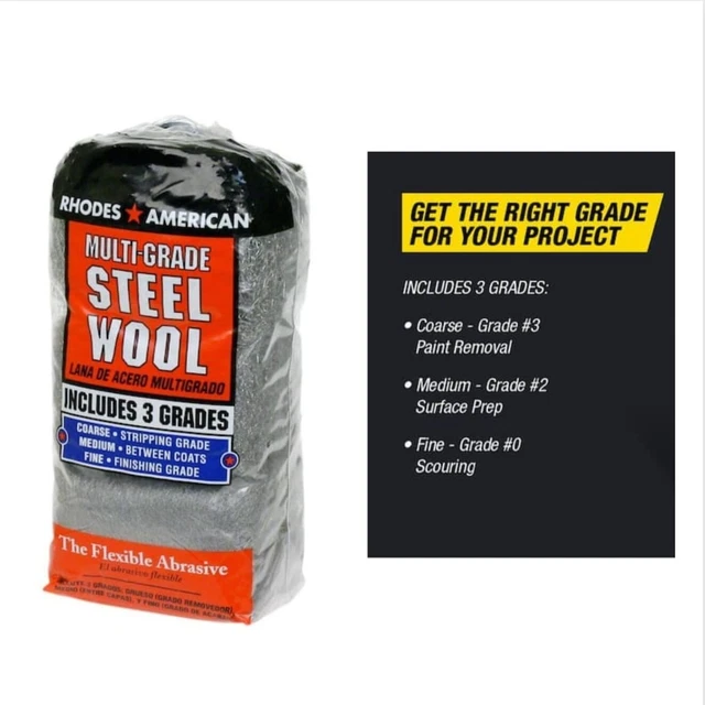 Steel Wool Pads Variety Pack: Coarse, Medium, Fine - 12-Pack for DIY Projects