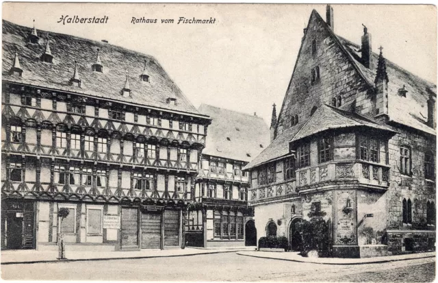 AK Halberstadt Rathaus vom Fischmarkt von Blankenburg nach Kopenhagen 1907