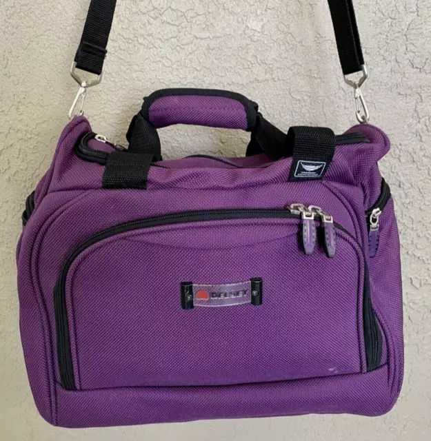DELSEY lightweight PURPLE CARRY ON OVERNIGHT luggage Duffle Gym Bag Tote EUC