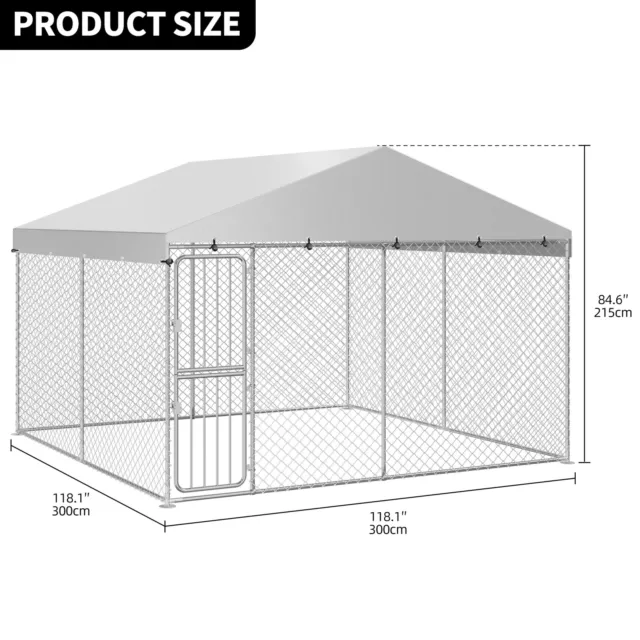 10 x 10 FT Outdoor Pet Dog Run House Kennel Cage Enclosure with Cover Playpen 3