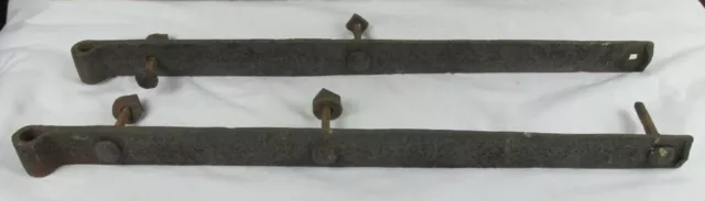 Antique Barn Door Strap Hinges Wrought Iron Hand Forged 25” long X 1-3/4" wide