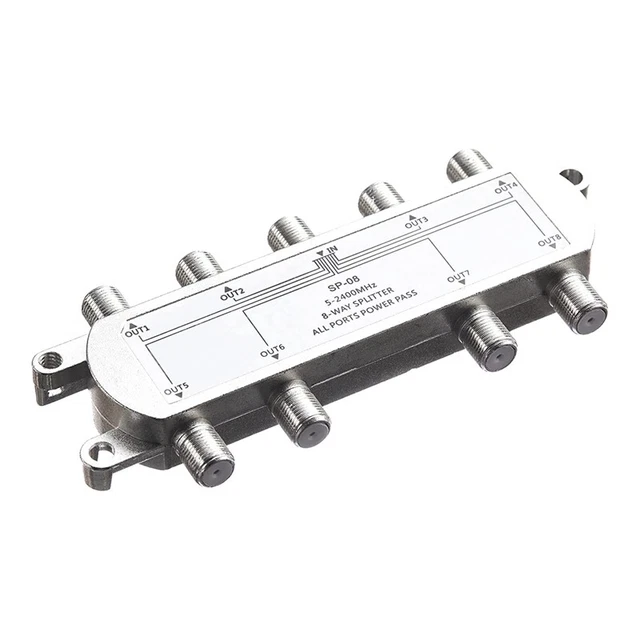 Digital 8 Way Coaxial Cable Splitter 5-2400MHz, RG6 Compatible, Work with A Q3G1