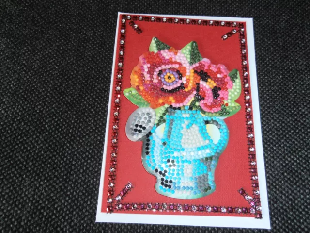 Diamond-Painting Grußkarte Vase mit Blumenstrauß Handarbeit Aktionspreis 3,00€