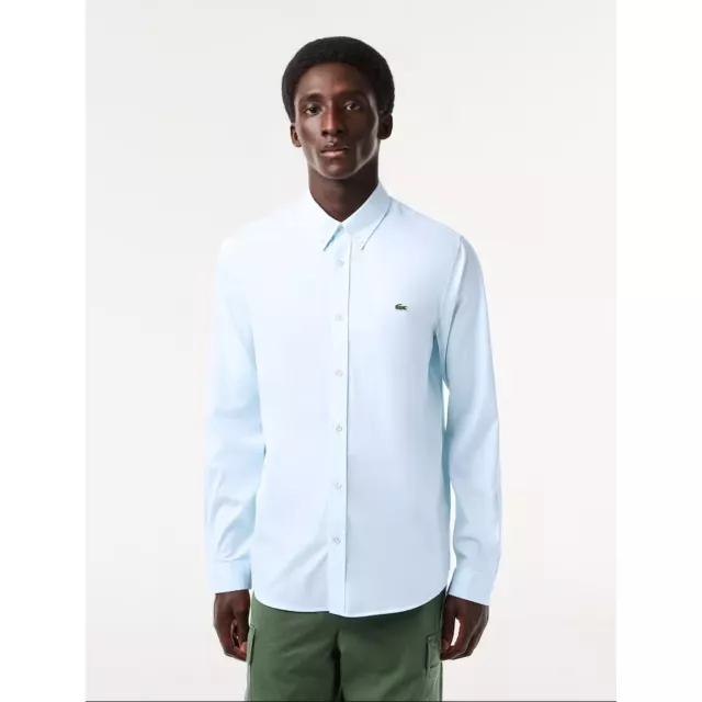 Lacoste Men's Slim Fit Premium Cotton Shirt In Light Blue 16.5