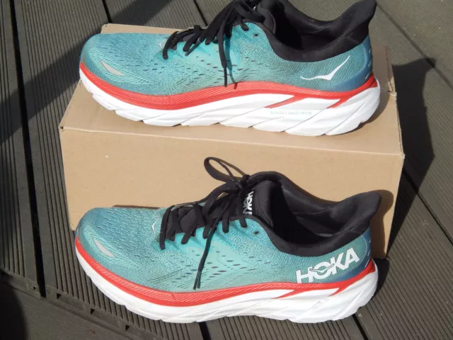 Hoka One One Clifton 8, Laufschuhe, Gr.: 45 1/3, 29cm, türkisblau, gepflegt!
