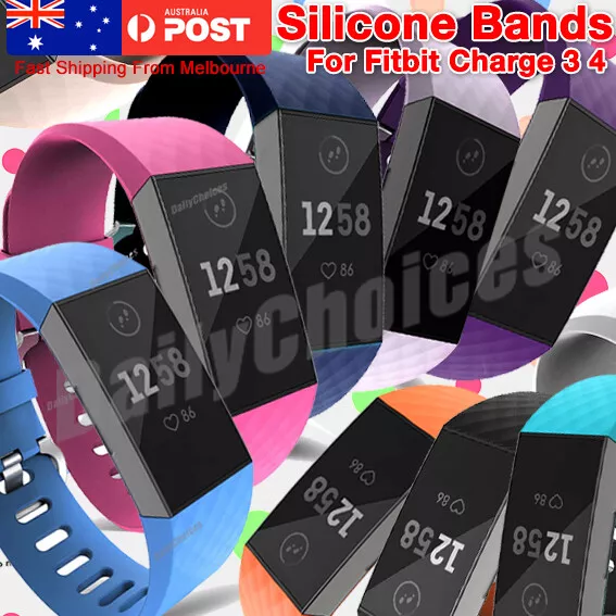 Fitbit Charge 3 4 Watch Soft Silicone Replacement Band Strap Diamond Texture AU