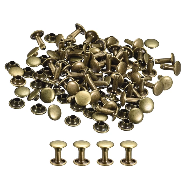 Uxcell 100 Sets Leather Rivets, 10x8mm Double Cap Rivets