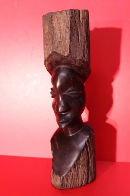 African Art  Zambia Traditional  Ebony Mbinga head  Sculpture NICE     #6