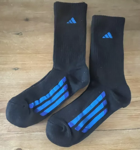 Adidas Youth Cushioned 2 Pair Crew Socks Size 13C-4Y NEW Black/Blue