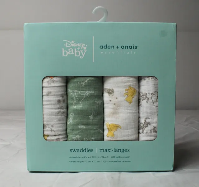 Disney Baby x Aden + Anais Essential 4-Pack Muslin Swaddle Blankets CF6 Beige OS