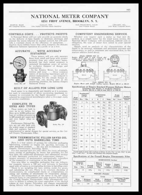 1939 National Meter Co. Brooklyn New York Pressure Oil Refinery Meters Print Ad