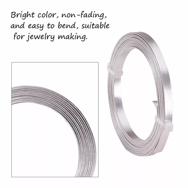 5 Rolls Flat Aluminum Wire Silver Craft Metal Plain Bezel Wire Multi-Size