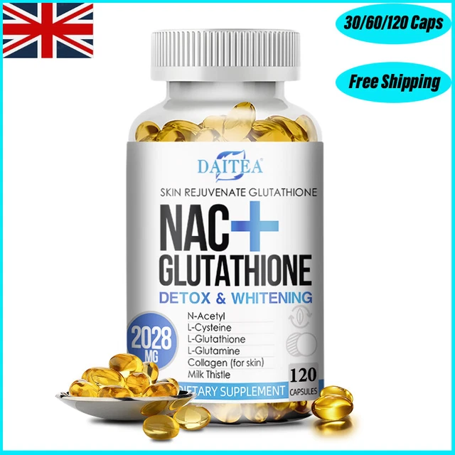 Glutathione 2000 Mg Glutathione & Collagen Antioxidant Capsules -  Anti-Aging, Whitening, Skin Support (3500mg, 30/60/120 Count) Glutathione  For Whitening