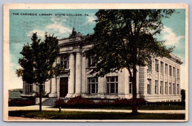 Postcard State College PA Carnegie Library 1921
