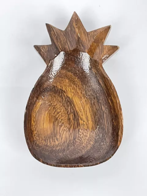 Vintage Mid Century Modern Wooden Pineapple Bowl Trinket Dish Wood 6”