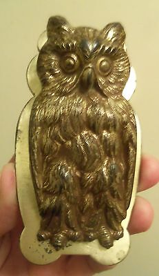 ANTIQUE CAST IRON Great Horned Owl PAPER LETTER DESK CLIP HOLDER #518