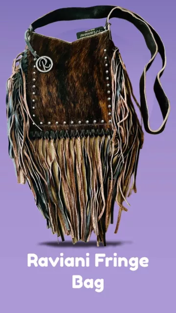 Raviani Western Fringe Crossbody Bag  Chocolate Brown  Calfskin #64