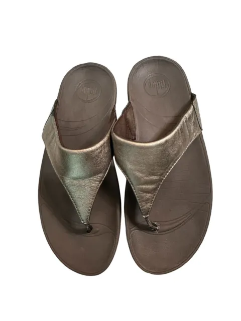 Fit Flop Women's Size 7 Lulu Bronze Leather Thong Sandals Flip Flops 288-012