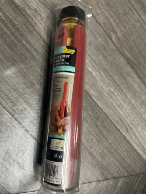 New Jacent Carpenter Pencils and Sharpener Set, 10 Count Pencils pack