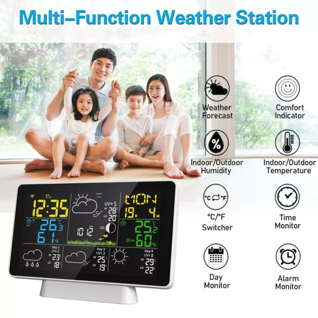 WiFi Weather Station Smart Weather Clock Calendar 4-Day Weather Forecast D5E7 2