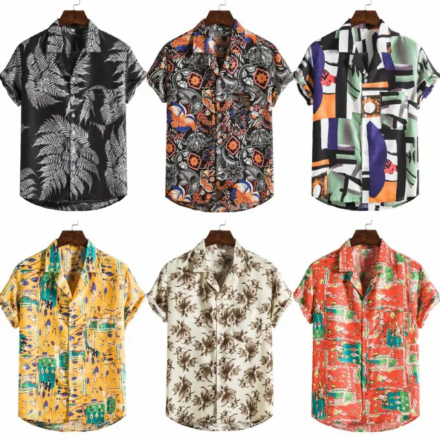 Blouse Loose T Shirts Men's  Hawaiian Cool Summer Casual Short Sleeve