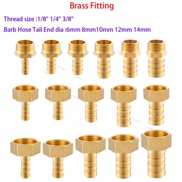 BSP Male/Female Thread x Barb Hose Tail End Connector Brass Fitting For Air Fuel