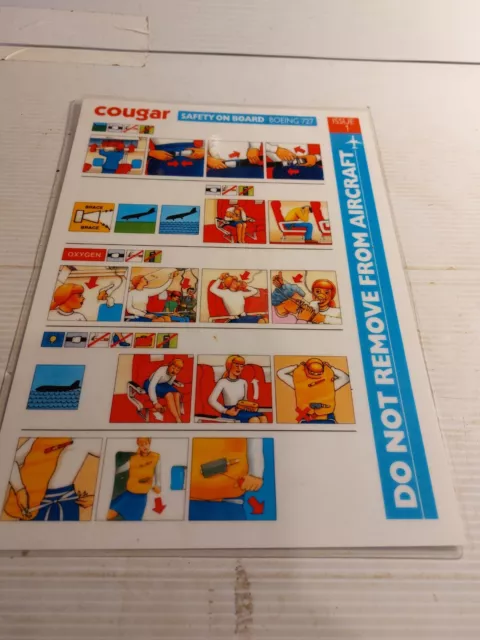 COUGAR AIRLINES  BOEING 727 Issue 1 Safety Card