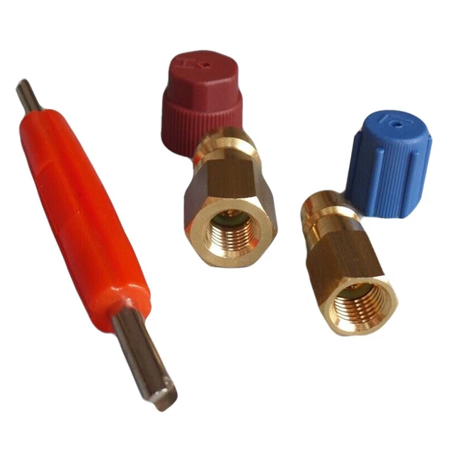 HVAC AC R134a Rapide Coupleur Adaptateur Haut Bas Côté 1/4 SAE Réglable
