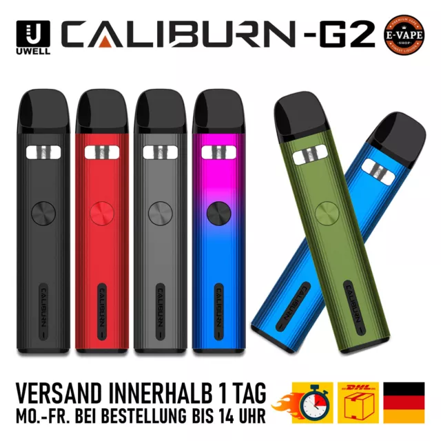 Uwell Caliburn G2 Pod Kit E-Zigaretten Set 750 mAh Akku Pods Coils Top Geschmack