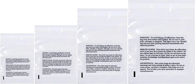Poly Bags with Suffocation Warning 4x6, 5x7, 6x9, 8x10 - Small Combo Pack...