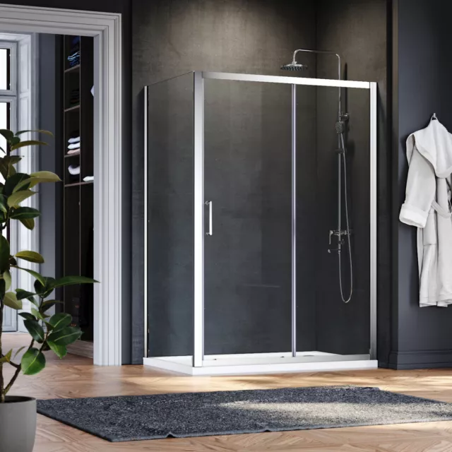 Shower Enclosure And Tray Sliding Door Walk In Cubicle Screen Easy Clean Glass