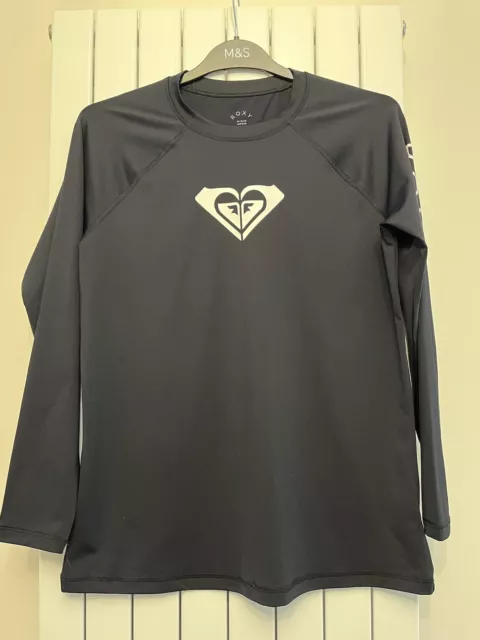 ROXY Ladies Black Whole Hearted Long Sleeve UPF 50 Rash Vest BNWT