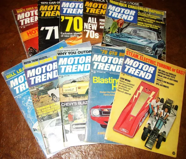 1969 69 Motor Trend Mags 10 vol Chevrolet Pontiac Dodge Olds Ford Plymouth Buick