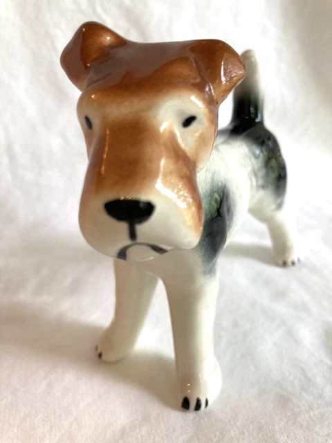 Vintage Jack Russell / Fox Terrier Dog Ceramic Figurine Japan EUC!