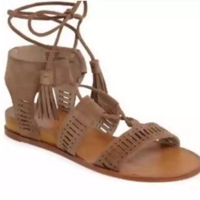 CASLON GILDA WOMEN'S Tan Leather Gladiator Ankle Wrap Sandal Size 11M ...