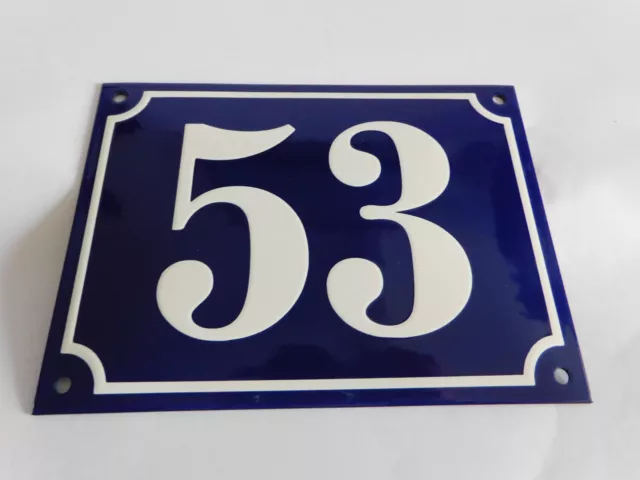 XL Large French Handmade Enamel Porcelain 8″x 5.75″ House Street Number Sign 53