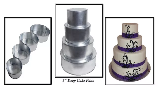 Pentole per torte nuziali multistrato extra profonde 4 livelli rotonde (5" profonde)