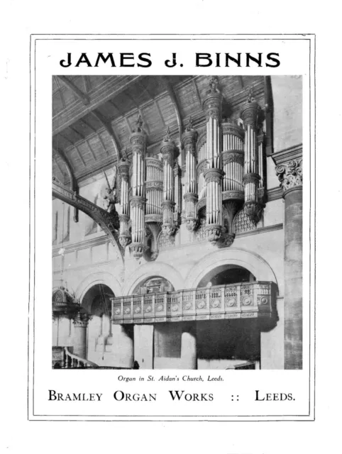 Publicity Booklet Of James J. Binns Organ Builder Bramley, Leeds  1924 .
