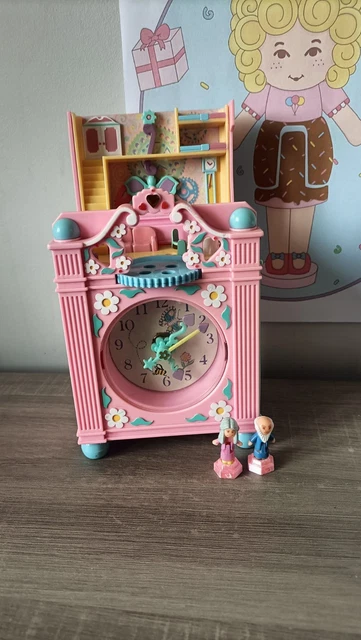 Polly pocket vintage Funtime Clock Horloge 1991 , jouet compact bluebird années 90, figurines miniatures, Poche polly retro, complet - France