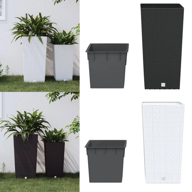 Blumentopf Quadrat Set 4 Stck 16x16x16cm - Moderne Weie Pflanzkbel Indoor  & Outdoor, Made In EU