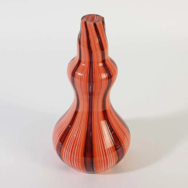 Cenedese Cristal Murano Pié Como Venini Scarpa A Canne Rojo Negro Elegante