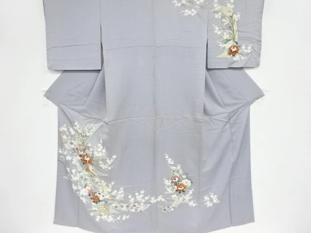 39740# Japanese Kimono / Antique Kimono / Floral Cart & Noshi Pattern