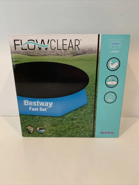 Bestway FlowClear Swimming Pool Hot Tub Cover 2.44m 8ft Fast Set BRAND NEW