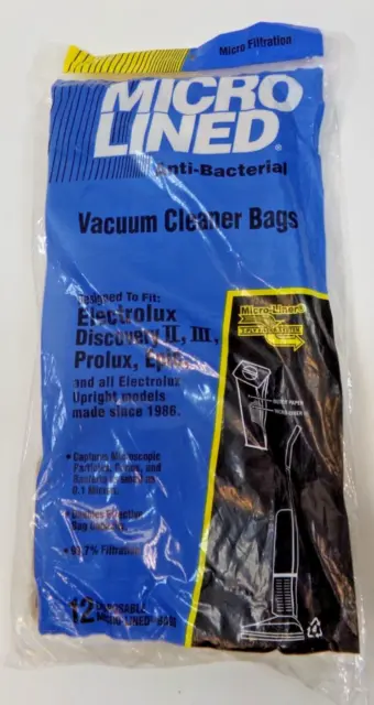 Micro Lined Anti-Bacterial Vacuum Bags Style U Upright Electrolux Prolux - 12